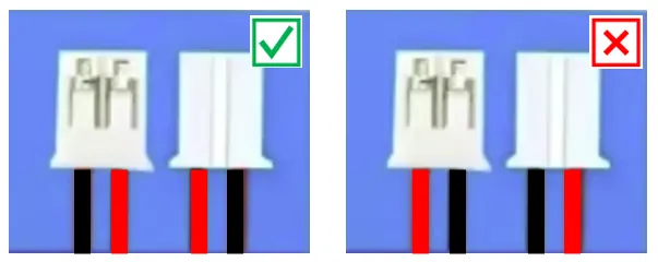 battery polarity example showing correct and incorrect polarity