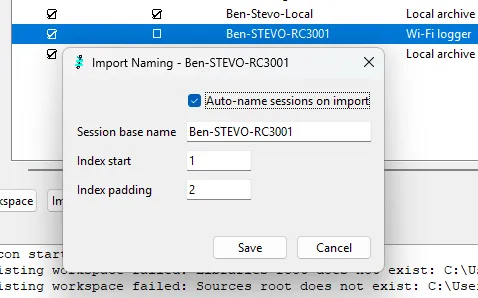 import session naming