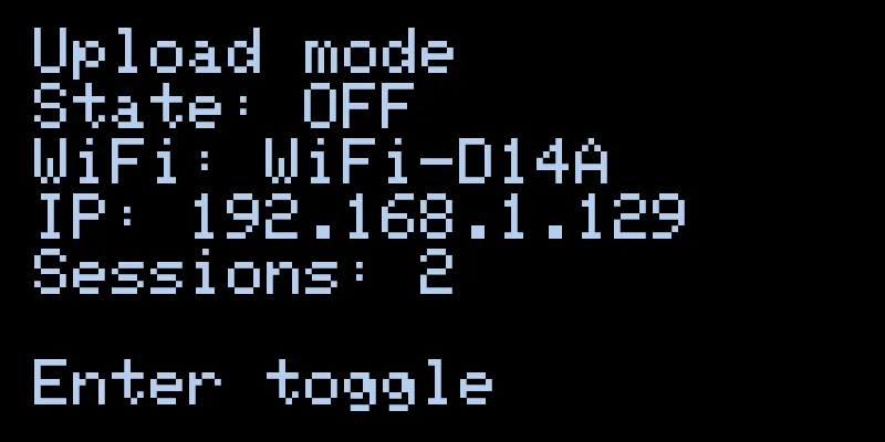 upload mode status screen