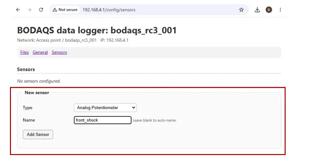 sensor config add